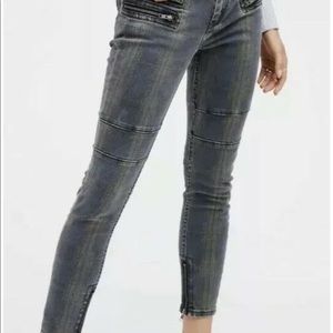 Free People Lennon Plaid Ankle Zipper Skinny Jeans